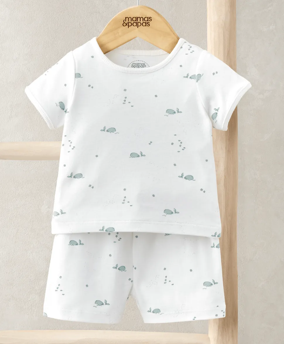 T-Shirt & Shorts Set (2 Pieces) - Whale Print