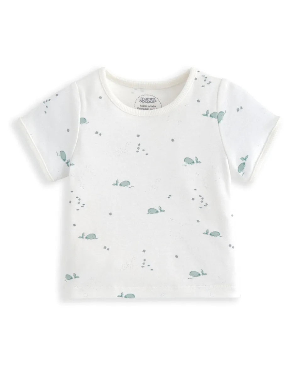 T-Shirt & Shorts Set (2 Pieces) - Whale Print