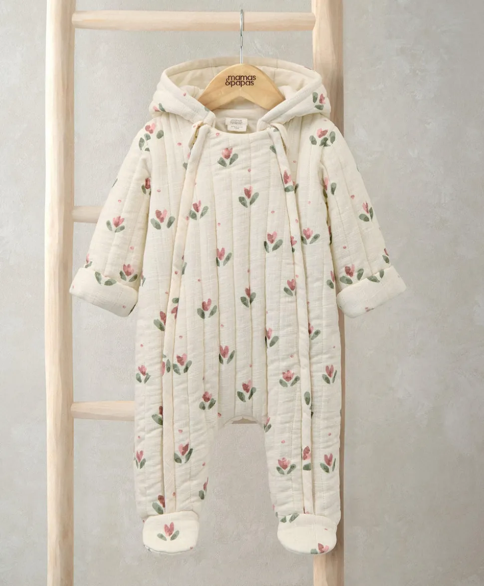 Tulip Print Pramsuit - Cream