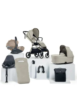 Vardo Pushchair Bundle with Cybex Cloud T Car Seat (9 Pieces) - Shell/Cosy Beige