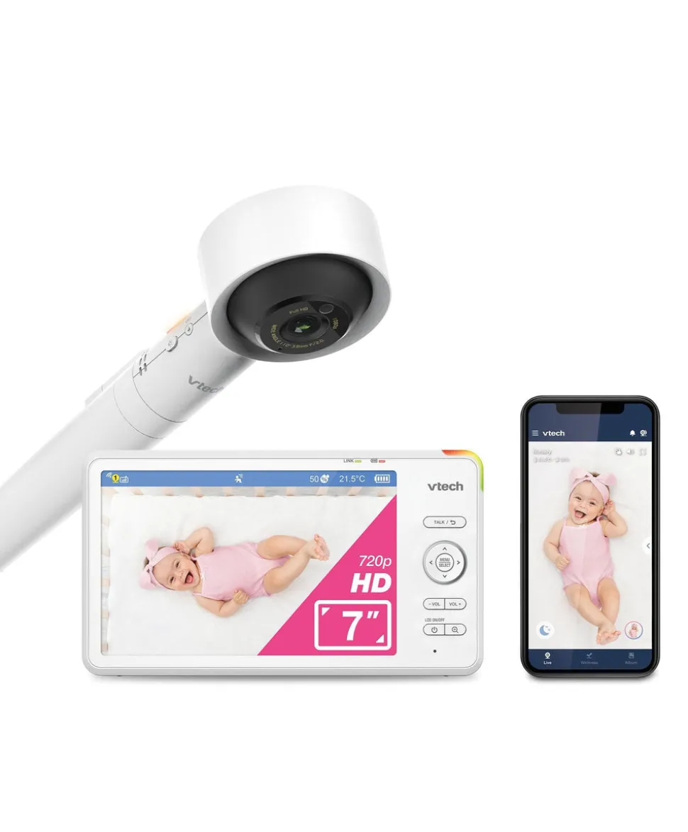 VTech RM7787HD 7” Over-The-Cot Smart Monitor & Floor Stand Bundle - White