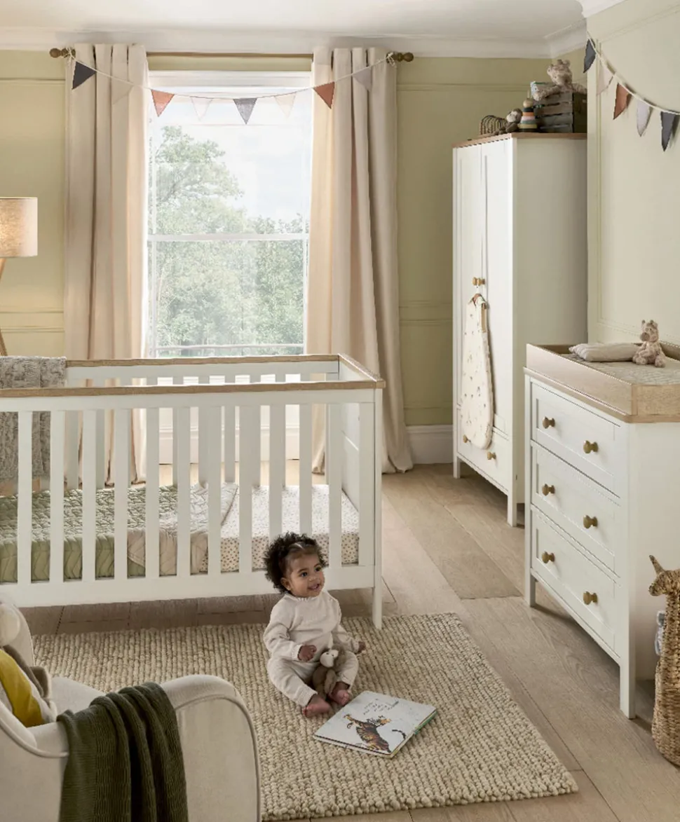 Wedmore 3 Piece Cotbed Range with Dresser Changer & Wardrobe - White/Natural