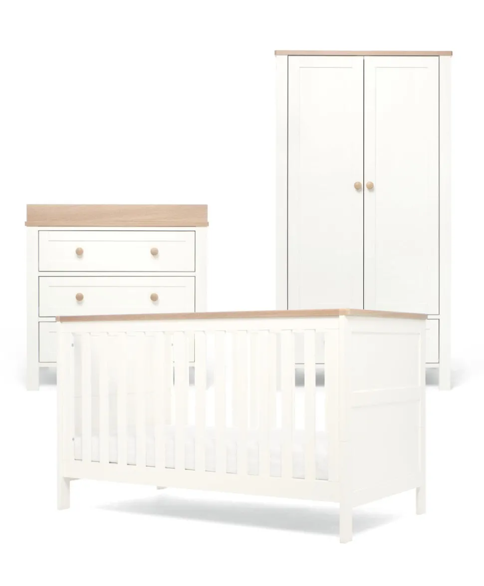 Wedmore 3 Piece Cotbed Range with Dresser Changer & Wardrobe - White/Natural