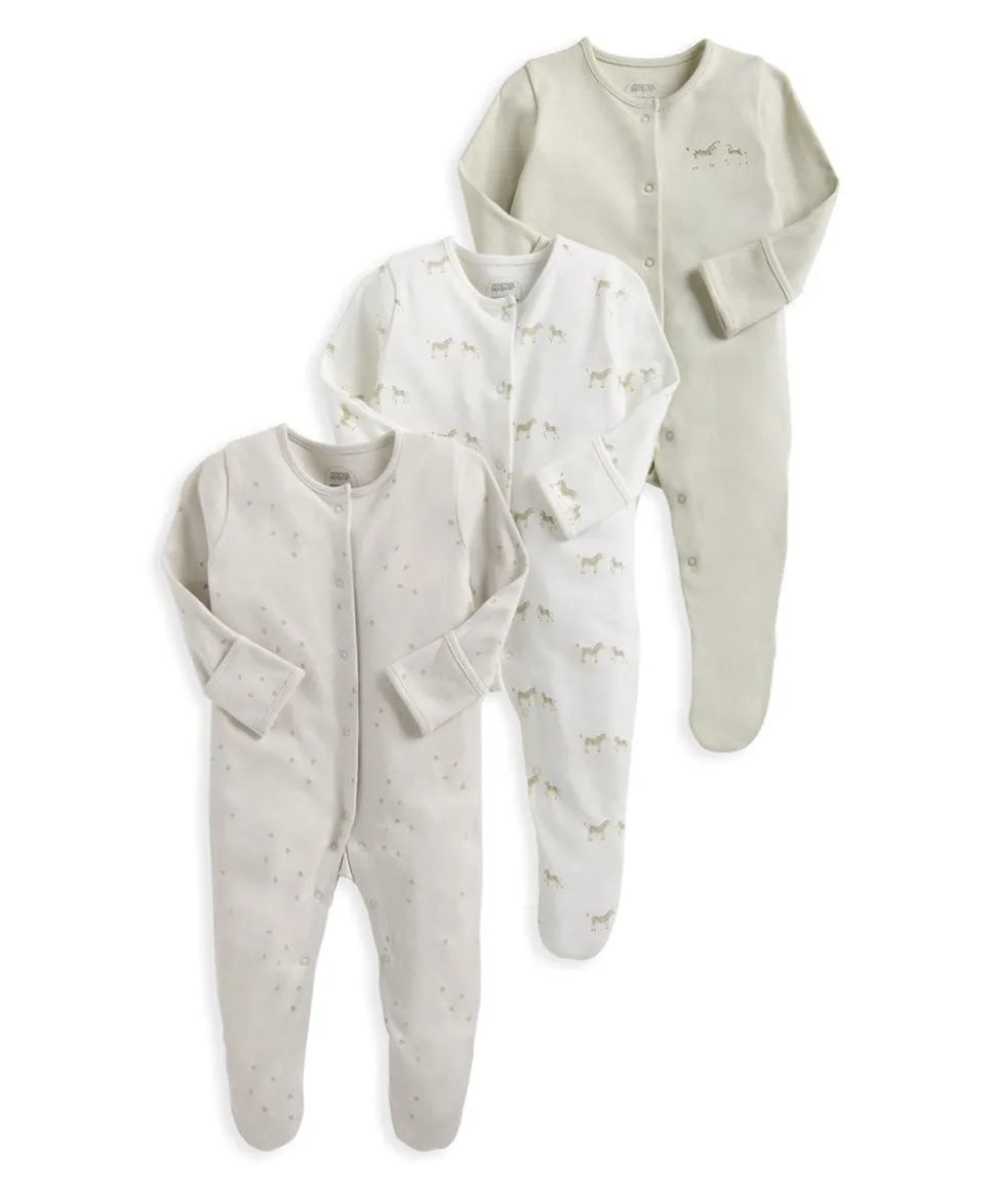 Wild Animals Sleepsuits (Pack of 3)